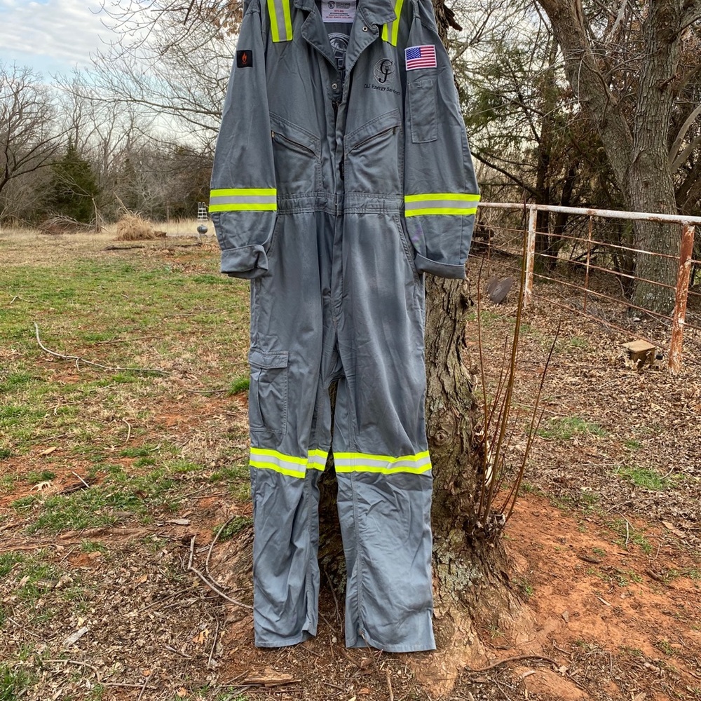 Crude FR Coveralls, grey, size Large-Tall 42-44